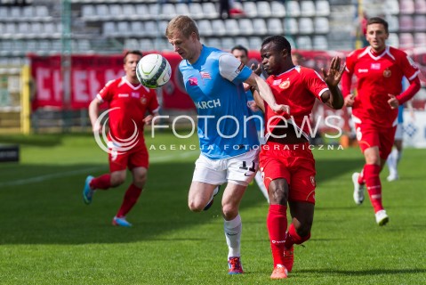  04.05.2014 LODZ <br />
PILKA NOZNA POLSKA POLISH T-MOBILE EKSTRAKLASA GRUPA SPADKOWA SEZON SEASON 2013/2014 FOOTBALL WIDZEW LODZ - CRACOVIA KRAKOW<br />
N/Z PRINCEWILL OKACHI DAWID NOWAK<br />
 