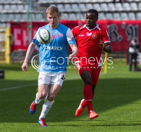  04.05.2014 LODZ <br />
PILKA NOZNA POLSKA POLISH T-MOBILE EKSTRAKLASA GRUPA SPADKOWA SEZON SEASON 2013/2014 FOOTBALL WIDZEW LODZ - CRACOVIA KRAKOW<br />
N/Z PRINCEWILL OKACHI DAWID NOWAK<br />
 