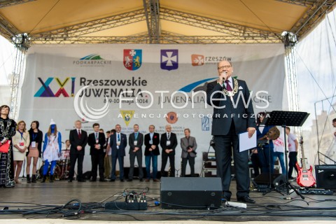  08.05.2014 RZESZOW<br />ROZPOCZYNAJA SIE XXI RZESZOWSKIE JUWENALIA<br />N/Z TADEUSZ FERENC - PREZYDENT RZESZOWA - OTWARCIE JUWENALIOW<br /> 