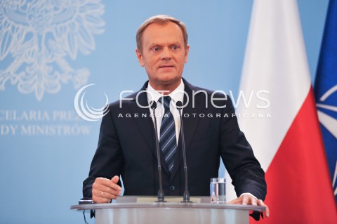  08.05.2014 WARSZAWA<br />KONFERENCJA PRASOWA SEKRETARZA GENERALNEGO NATO<br />N/Z PREMIER RP DONALD TUSK SEKRETARZ GENERALNY NATO ANDERS FOGH RASMUSSEN<br /> 