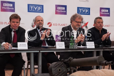  08.05.2014 WARSZAWA<br />
KONFERENCJA PRASOWA DZWONY WOJNY<br />
N/Z BEN DONALD PREZES TVP JANUSZ BRAUN  DARIUSZ JABLONSKI TONY JORDAN<br />
 
