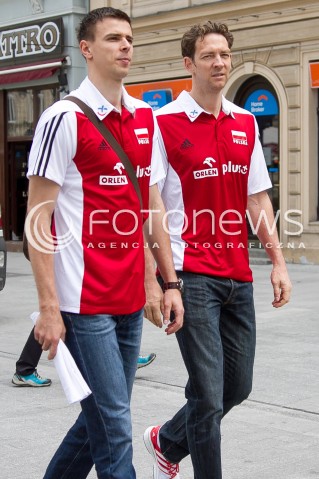 12.05.2014 LODZ <br />KONFERENCJA PRASOWA PRZED MISTRZOSTWAMI SWIATA W PILCE SIATKOWEJ MEZCZYZN FIVB <br />N/Z MARIUSZ WLAZLY STEPHANE ANTIGA <br /> 