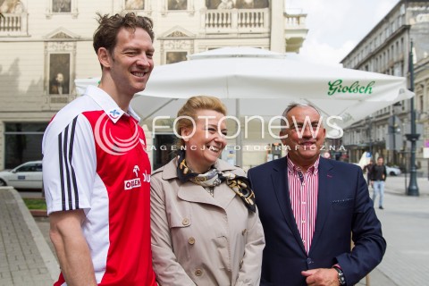  12.05.2014 LODZ <br />KONFERENCJA PRASOWA PRZED MISTRZOSTWAMI SWIATA W PILCE SIATKOWEJ MEZCZYZN FIVB <br />N/Z MIROSLAW PRZEDPELSKI - PREZES PZPS, HANNA ZDANOWSKA , STEPHANE ANTIGA<br /> 