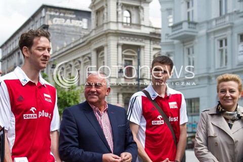  12.05.2014 LODZ <br />KONFERENCJA PRASOWA PRZED MISTRZOSTWAMI SWIATA W PILCE SIATKOWEJ MEZCZYZN FIVB <br />N/Z STEPHANE ANTIGA MIROSLAW PRZEDPELSKI MARIUSZ WLAZLY HANNA ZDANOWSKA<br /> 