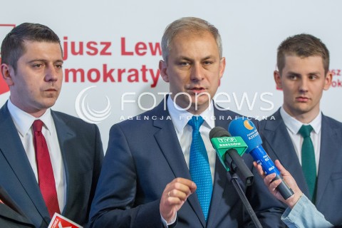  15.05.2014 RZESZOW<br />KONFERENCJA PRASOWA SLD INAUGURUJACA AKCJE 3 X TAK Z UDZIALEM POSLA GRZEGORZA NAPIERALSKIEGO<br />N/Z TOMASZ KAMINSKI GRZEGORZ NAPIERALSKI PRZEMYSLAW JEDNACZ<br /> 