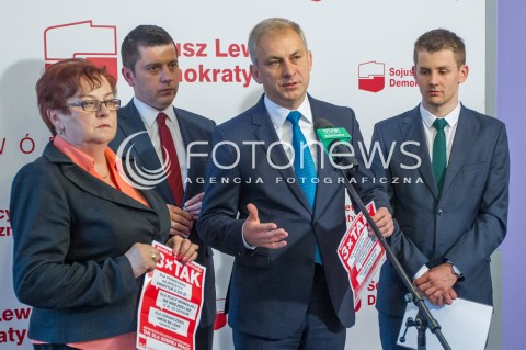  15.05.2014 RZESZOW<br />KONFERENCJA PRASOWA SLD INAUGURUJACA AKCJE 3 X TAK Z UDZIALEM POSLA GRZEGORZA NAPIERALSKIEGO<br />N/Z ANNA KOWALSKA TOMASZ KAMINSKI GRZEGORZ NAPIERALSKI PRZEMYSLAW JEDNACZ<br /> 