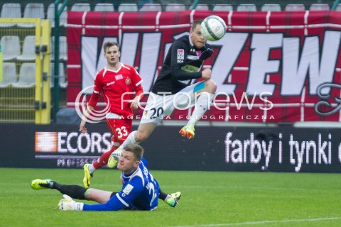  16.05.2014 LODZ <br />
PILKA NOZNA POLSKA POLISH T-MOBILE EKSTRAKLASA GRUPA SPADKOWA SEZON SEASON 2013/2014 FOOTBALL WIDZEW LODZ - JAGIELLONIA BIALYSTOK<br />
N/Z MACIEJ GAJOS PATRYK WOLANSKI GOL BRAMKA<br />
 