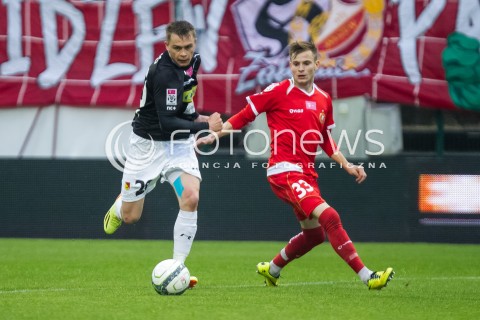  16.05.2014 LODZ <br />
PILKA NOZNA POLSKA POLISH T-MOBILE EKSTRAKLASA GRUPA SPADKOWA SEZON SEASON 2013/2014 FOOTBALL WIDZEW LODZ - JAGIELLONIA BIALYSTOK<br />
N/Z MACIEJ GAJOS GOL BRAMKA<br />
 