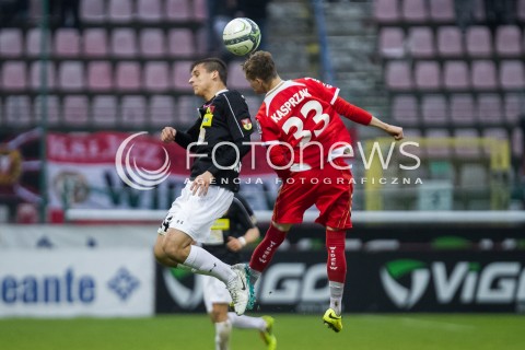  16.05.2014 LODZ <br />
PILKA NOZNA POLSKA POLISH T-MOBILE EKSTRAKLASA GRUPA SPADKOWA SEZON SEASON 2013/2014 FOOTBALL WIDZEW LODZ - JAGIELLONIA BIALYSTOK<br />
N/Z ADAM DZWIGALA BARTLOMIEJ KASPRZAK<br />
 