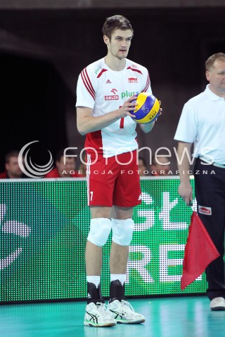  16.05.2014 WROCLAW <br />SIATKOWKA MEZCZYZN <br />TURNIEJ KWALIFIKACYJNY DO MISTRZOSTW EUROPY 2015<br />2015 FIVB WORLD CHAMPIONSHIP - EUROPEAN QUALIFICATION MEN <br />MECZ POLSKA - LOTWA ( POLAND - LATVIA ) <br />N/Z KAROL KLOS SYLWETKA <br /> 