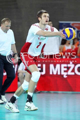  16.05.2014 WROCLAW <br />SIATKOWKA MEZCZYZN <br />TURNIEJ KWALIFIKACYJNY DO MISTRZOSTW EUROPY 2015<br />2015 FIVB WORLD CHAMPIONSHIP - EUROPEAN QUALIFICATION MEN <br />MECZ POLSKA - LOTWA ( POLAND - LATVIA ) <br />N/Z KAROL KLOS SYLWETKA <br /> 
