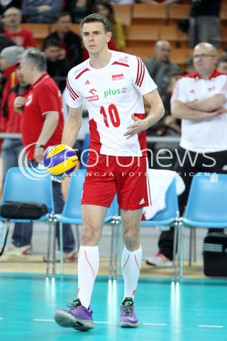  16.05.2014 WROCLAW <br />SIATKOWKA MEZCZYZN <br />TURNIEJ KWALIFIKACYJNY DO MISTRZOSTW EUROPY 2015<br />2015 FIVB WORLD CHAMPIONSHIP - EUROPEAN QUALIFICATION MEN <br />MECZ POLSKA - LOTWA ( POLAND - LATVIA ) <br />N/Z MARIUSZ WLAZLY SYLWETKA <br /> 