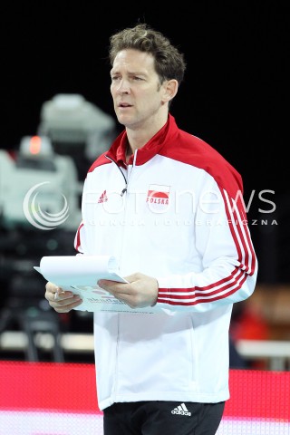  16.05.2014 WROCLAW <br />SIATKOWKA MEZCZYZN <br />TURNIEJ KWALIFIKACYJNY DO MISTRZOSTW EUROPY 2015<br />2015 FIVB WORLD CHAMPIONSHIP - EUROPEAN QUALIFICATION MEN <br />MECZ POLSKA - LOTWA ( POLAND - LATVIA ) <br />N/Z STEPHANE ANTIGA TRENER ( HEAD COACH ) SYLWETKA <br /> 