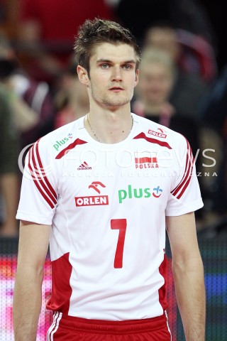  16.05.2014 WROCLAW <br />SIATKOWKA MEZCZYZN <br />TURNIEJ KWALIFIKACYJNY DO MISTRZOSTW EUROPY 2015<br />2015 FIVB WORLD CHAMPIONSHIP - EUROPEAN QUALIFICATION MEN <br />MECZ POLSKA - LOTWA ( POLAND - LATVIA ) <br />N/Z KAROL KLOS GLOWKA PORTRET SYLWETKA<br /> 