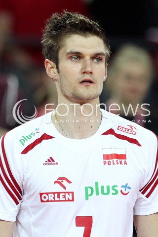  16.05.2014 WROCLAW <br />SIATKOWKA MEZCZYZN <br />TURNIEJ KWALIFIKACYJNY DO MISTRZOSTW EUROPY 2015<br />2015 FIVB WORLD CHAMPIONSHIP - EUROPEAN QUALIFICATION MEN <br />MECZ POLSKA - LOTWA ( POLAND - LATVIA ) <br />N/Z KAROL KLOS GLOWKA PORTRET SYLWETKA<br /> 