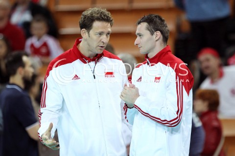  16.05.2014 WROCLAW <br />SIATKOWKA MEZCZYZN <br />TURNIEJ KWALIFIKACYJNY DO MISTRZOSTW EUROPY 2015<br />2015 FIVB WORLD CHAMPIONSHIP - EUROPEAN QUALIFICATION MEN <br />MECZ POLSKA - LOTWA ( POLAND - LATVIA ) <br />N/Z STEPHANE ANTIGA TRENER ( HEAD COACH ) MICHAL RUCIAK<br /> 