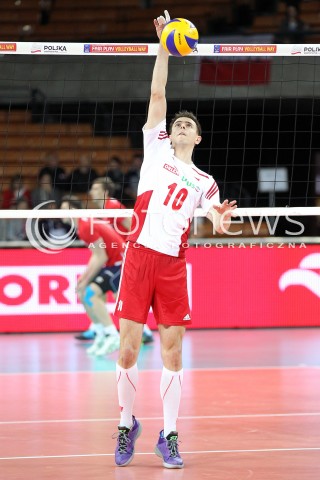  16.05.2014 WROCLAW <br />SIATKOWKA MEZCZYZN <br />TURNIEJ KWALIFIKACYJNY DO MISTRZOSTW EUROPY 2015<br />2015 FIVB WORLD CHAMPIONSHIP - EUROPEAN QUALIFICATION MEN <br />MECZ POLSKA - LOTWA ( POLAND - LATVIA ) <br />N/Z MARIUSZ WLAZLY SYLWETKA<br /> 