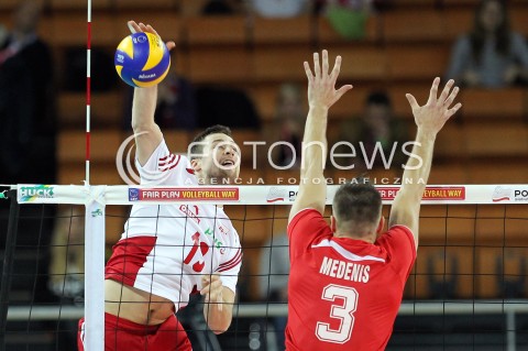  16.05.2014 WROCLAW <br />SIATKOWKA MEZCZYZN <br />TURNIEJ KWALIFIKACYJNY DO MISTRZOSTW EUROPY 2015<br />2015 FIVB WORLD CHAMPIONSHIP - EUROPEAN QUALIFICATION MEN <br />MECZ POLSKA - LOTWA ( POLAND - LATVIA ) <br />N/Z MICHAL KUBIAK<br /> 