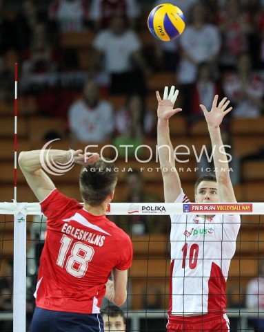  16.05.2014 WROCLAW <br />SIATKOWKA MEZCZYZN <br />TURNIEJ KWALIFIKACYJNY DO MISTRZOSTW EUROPY 2015<br />2015 FIVB WORLD CHAMPIONSHIP - EUROPEAN QUALIFICATION MEN <br />MECZ POLSKA - LOTWA ( POLAND - LATVIA ) <br />N/Z MARIUSZ WLAZLY<br /> 