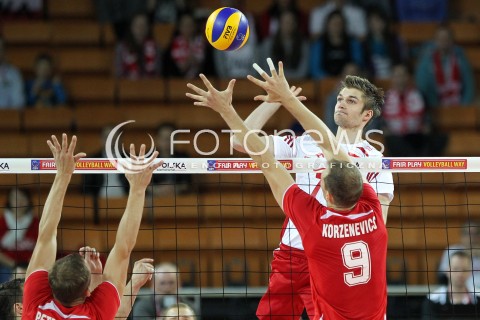  16.05.2014 WROCLAW <br />SIATKOWKA MEZCZYZN <br />TURNIEJ KWALIFIKACYJNY DO MISTRZOSTW EUROPY 2015<br />2015 FIVB WORLD CHAMPIONSHIP - EUROPEAN QUALIFICATION MEN <br />MECZ POLSKA - LOTWA ( POLAND - LATVIA ) <br />N/Z KAROL KLOS<br /> 