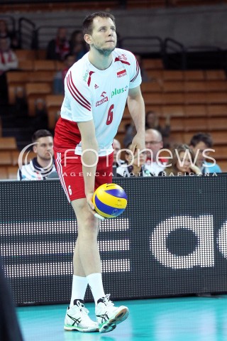  16.05.2014 WROCLAW <br />SIATKOWKA MEZCZYZN <br />TURNIEJ KWALIFIKACYJNY DO MISTRZOSTW EUROPY 2015<br />2015 FIVB WORLD CHAMPIONSHIP - EUROPEAN QUALIFICATION MEN <br />MECZ POLSKA - LOTWA ( POLAND - LATVIA ) <br />N/Z BARTOSZ KUREK SYLWETKA <br /> 