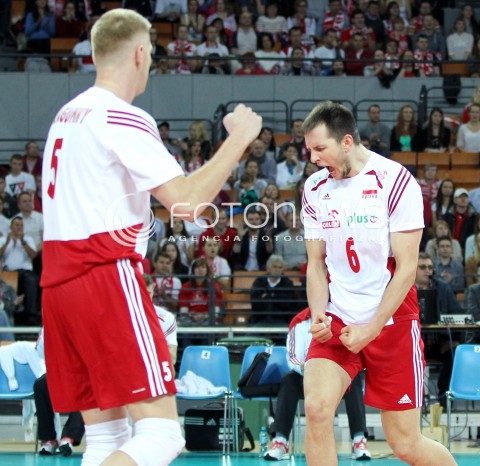  16.05.2014 WROCLAW <br />SIATKOWKA MEZCZYZN <br />TURNIEJ KWALIFIKACYJNY DO MISTRZOSTW EUROPY 2015<br />2015 FIVB WORLD CHAMPIONSHIP - EUROPEAN QUALIFICATION MEN <br />MECZ POLSKA - LOTWA ( POLAND - LATVIA ) <br />N/Z BARTOSZ KUREK RADOSC EMOCJE <br /> 