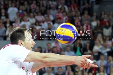  16.05.2014 WROCLAW <br />SIATKOWKA MEZCZYZN <br />TURNIEJ KWALIFIKACYJNY DO MISTRZOSTW EUROPY 2015<br />2015 FIVB WORLD CHAMPIONSHIP - EUROPEAN QUALIFICATION MEN <br />MECZ POLSKA - LOTWA ( POLAND - LATVIA ) <br />N/Z BARTOSZ KUREK <br /> 