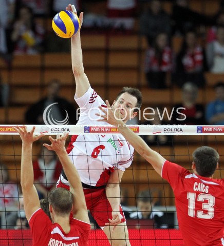  16.05.2014 WROCLAW <br />SIATKOWKA MEZCZYZN <br />TURNIEJ KWALIFIKACYJNY DO MISTRZOSTW EUROPY 2015<br />2015 FIVB WORLD CHAMPIONSHIP - EUROPEAN QUALIFICATION MEN <br />MECZ POLSKA - LOTWA ( POLAND - LATVIA ) <br />N/Z BARTOSZ KUREK <br /> 