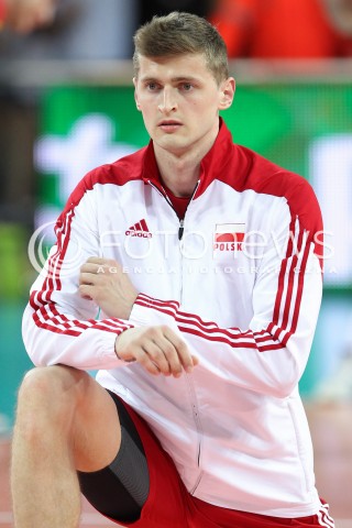  17.05.2014 WROCLAW <br />SIATKOWKA MEZCZYZN <br />TURNIEJ KWALIFIKACYJNY DO MISTRZOSTW EUROPY 2015<br />2015 FIVB WORLD CHAMPIONSHIP - EUROPEAN QUALIFICATION MEN <br />MECZ POLSKA - MACEDONIA ( POLAND - FYROM ) <br />N/Z PIOTR NOWAKOWSKI SYLWETKA <br /> 