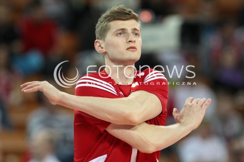  17.05.2014 WROCLAW <br />SIATKOWKA MEZCZYZN <br />TURNIEJ KWALIFIKACYJNY DO MISTRZOSTW EUROPY 2015<br />2015 FIVB WORLD CHAMPIONSHIP - EUROPEAN QUALIFICATION MEN <br />MECZ POLSKA - MACEDONIA ( POLAND - FYROM ) <br />N/Z PIOTR NOWAKOWSKI SYLWETKA <br /> 