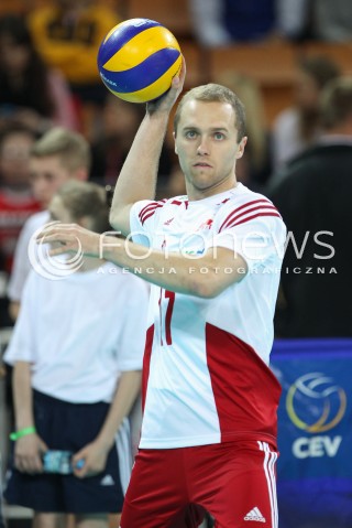  17.05.2014 WROCLAW <br />SIATKOWKA MEZCZYZN <br />TURNIEJ KWALIFIKACYJNY DO MISTRZOSTW EUROPY 2015<br />2015 FIVB WORLD CHAMPIONSHIP - EUROPEAN QUALIFICATION MEN <br />MECZ POLSKA - MACEDONIA ( POLAND - FYROM ) <br />N/Z PAWEL ZATORSKI SYLWETKA <br /> 