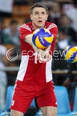  17.05.2014 WROCLAW <br />SIATKOWKA MEZCZYZN <br />TURNIEJ KWALIFIKACYJNY DO MISTRZOSTW EUROPY 2015<br />2015 FIVB WORLD CHAMPIONSHIP - EUROPEAN QUALIFICATION MEN <br />MECZ POLSKA - MACEDONIA ( POLAND - FYROM ) <br />N/Z MARIUSZ WLAZLY SYLWETKA <br /> 