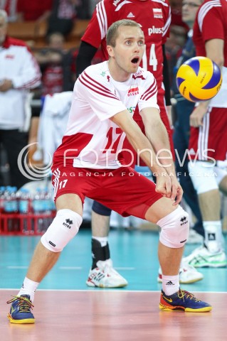  17.05.2014 WROCLAW <br />SIATKOWKA MEZCZYZN <br />TURNIEJ KWALIFIKACYJNY DO MISTRZOSTW EUROPY 2015<br />2015 FIVB WORLD CHAMPIONSHIP - EUROPEAN QUALIFICATION MEN <br />MECZ POLSKA - MACEDONIA ( POLAND - FYROM ) <br />N/Z PAWEL ZATORSKI SYLWETKA <br /> 