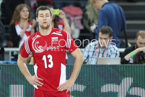  17.05.2014 WROCLAW <br />SIATKOWKA MEZCZYZN <br />TURNIEJ KWALIFIKACYJNY DO MISTRZOSTW EUROPY 2015<br />2015 FIVB WORLD CHAMPIONSHIP - EUROPEAN QUALIFICATION MEN <br />MECZ POLSKA - MACEDONIA ( POLAND - FYROM ) <br />N/Z MICHAL KUBIAK SYLWETKA <br /> 
