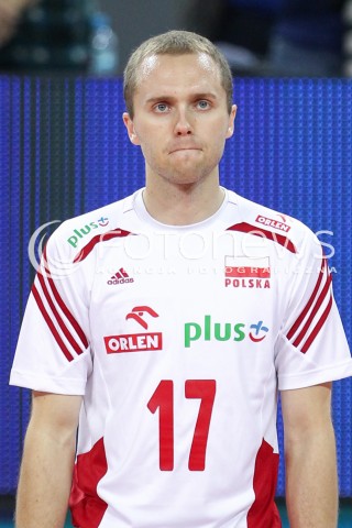  17.05.2014 WROCLAW <br />SIATKOWKA MEZCZYZN <br />TURNIEJ KWALIFIKACYJNY DO MISTRZOSTW EUROPY 2015<br />2015 FIVB WORLD CHAMPIONSHIP - EUROPEAN QUALIFICATION MEN <br />MECZ POLSKA - MACEDONIA ( POLAND - FYROM ) <br />N/Z PAWEL ZATORSKI SYLWETKA GLOWKA PORTRET<br /> 