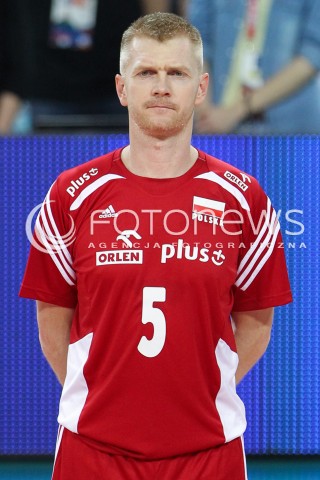  17.05.2014 WROCLAW <br />SIATKOWKA MEZCZYZN <br />TURNIEJ KWALIFIKACYJNY DO MISTRZOSTW EUROPY 2015<br />2015 FIVB WORLD CHAMPIONSHIP - EUROPEAN QUALIFICATION MEN <br />MECZ POLSKA - MACEDONIA ( POLAND - FYROM ) <br />N/Z PAWEL ZAGUMNY SYLWETKA GLOWKA PORTRET<br /> 