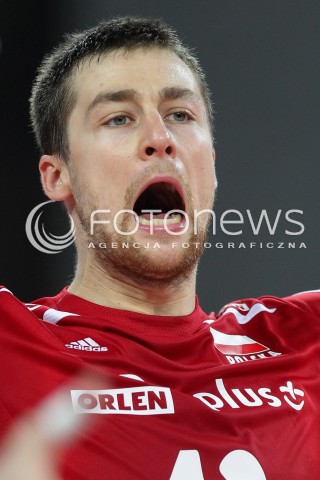  17.05.2014 WROCLAW <br />SIATKOWKA MEZCZYZN <br />TURNIEJ KWALIFIKACYJNY DO MISTRZOSTW EUROPY 2015<br />2015 FIVB WORLD CHAMPIONSHIP - EUROPEAN QUALIFICATION MEN <br />MECZ POLSKA - MACEDONIA ( POLAND - FYROM ) <br />N/Z MICHAL KUBIAK RADOSC EMOCJE SYLWETKA GLOWKA<br /> 