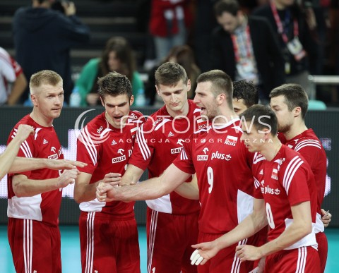 17.05.2014 WROCLAW <br />SIATKOWKA MEZCZYZN <br />TURNIEJ KWALIFIKACYJNY DO MISTRZOSTW EUROPY 2015<br />2015 FIVB WORLD CHAMPIONSHIP - EUROPEAN QUALIFICATION MEN <br />MECZ POLSKA - MACEDONIA ( POLAND - FYROM ) <br />N/Z PAWEL ZAGUMNY MICHAL WINIARSKI PIOTR NOWAKOWSKI GRZEGORZ BOCIEK MARIUSZ WLAZLY MICHAL KUBIAK RADOSC EMOCJE <br /> 