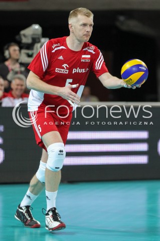  17.05.2014 WROCLAW <br />SIATKOWKA MEZCZYZN <br />TURNIEJ KWALIFIKACYJNY DO MISTRZOSTW EUROPY 2015<br />2015 FIVB WORLD CHAMPIONSHIP - EUROPEAN QUALIFICATION MEN <br />MECZ POLSKA - MACEDONIA ( POLAND - FYROM ) <br />N/Z PAWEL ZAGUMNY SYLWETKA <br /> 