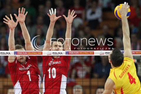  17.05.2014 WROCLAW <br />SIATKOWKA MEZCZYZN <br />TURNIEJ KWALIFIKACYJNY DO MISTRZOSTW EUROPY 2015<br />2015 FIVB WORLD CHAMPIONSHIP - EUROPEAN QUALIFICATION MEN <br />MECZ POLSKA - MACEDONIA ( POLAND - FYROM ) <br />N/Z MARIUSZ WLAZLY PIOTR NOWAKOWSKI <br /> 