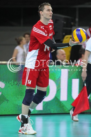  17.05.2014 WROCLAW <br />SIATKOWKA MEZCZYZN <br />TURNIEJ KWALIFIKACYJNY DO MISTRZOSTW EUROPY 2015<br />2015 FIVB WORLD CHAMPIONSHIP - EUROPEAN QUALIFICATION MEN <br />MECZ POLSKA - MACEDONIA ( POLAND - FYROM ) <br />N/Z MICHAL RUCIAK SYLWETKA <br /> 