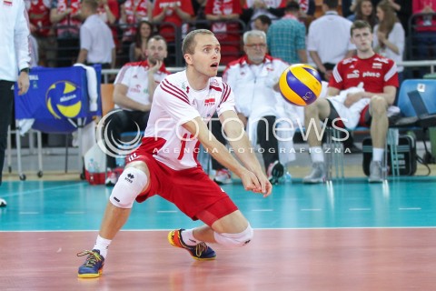  17.05.2014 WROCLAW <br />SIATKOWKA MEZCZYZN <br />TURNIEJ KWALIFIKACYJNY DO MISTRZOSTW EUROPY 2015<br />2015 FIVB WORLD CHAMPIONSHIP - EUROPEAN QUALIFICATION MEN <br />MECZ POLSKA - MACEDONIA ( POLAND - FYROM ) <br />N/Z PAWEL ZATORSKI SYLWETKA <br /> 