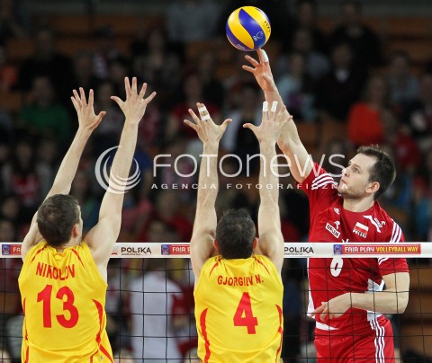  17.05.2014 WROCLAW <br />SIATKOWKA MEZCZYZN <br />TURNIEJ KWALIFIKACYJNY DO MISTRZOSTW EUROPY 2015<br />2015 FIVB WORLD CHAMPIONSHIP - EUROPEAN QUALIFICATION MEN <br />MECZ POLSKA - MACEDONIA ( POLAND - FYROM ) <br />N/Z BARTOSZ KUREK <br /> 