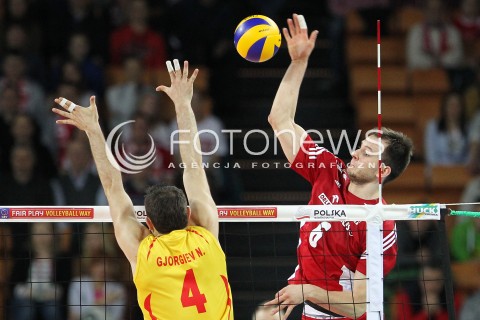  17.05.2014 WROCLAW <br />SIATKOWKA MEZCZYZN <br />TURNIEJ KWALIFIKACYJNY DO MISTRZOSTW EUROPY 2015<br />2015 FIVB WORLD CHAMPIONSHIP - EUROPEAN QUALIFICATION MEN <br />MECZ POLSKA - MACEDONIA ( POLAND - FYROM ) <br />N/Z BARTOSZ KUREK <br /> 