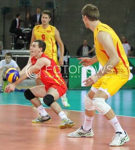  17.05.2014 WROCLAW <br />SIATKOWKA MEZCZYZN <br />TURNIEJ KWALIFIKACYJNY DO MISTRZOSTW EUROPY 2015<br />2015 FIVB WORLD CHAMPIONSHIP - EUROPEAN QUALIFICATION MEN <br />MECZ POLSKA - MACEDONIA ( POLAND - FYROM ) <br />N/Z VASE MIHAILOV <br /> 