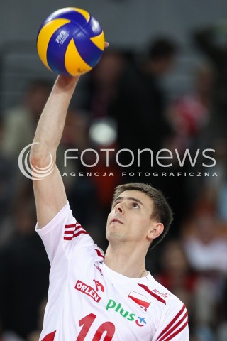  18.05.2014 WROCLAW <br />SIATKOWKA MEZCZYZN <br />TURNIEJ KWALIFIKACYJNY DO MISTRZOSTW EUROPY 2015<br />2015 FIVB WORLD CHAMPIONSHIP - EUROPEAN QUALIFICATION MEN <br />MECZ POLSKA - SLOWENIA ( POLAND - SLOVENIA ) <br />N/Z MARIUSZ WLAZLY SYLWETKA ATAK<br /> 