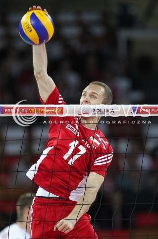  18.05.2014 WROCLAW <br />SIATKOWKA MEZCZYZN <br />TURNIEJ KWALIFIKACYJNY DO MISTRZOSTW EUROPY 2015<br />2015 FIVB WORLD CHAMPIONSHIP - EUROPEAN QUALIFICATION MEN <br />MECZ POLSKA - SLOWENIA ( POLAND - SLOVENIA ) <br />N/Z PAWEL ZATORSKI SYLWETKA ATAK<br /> 