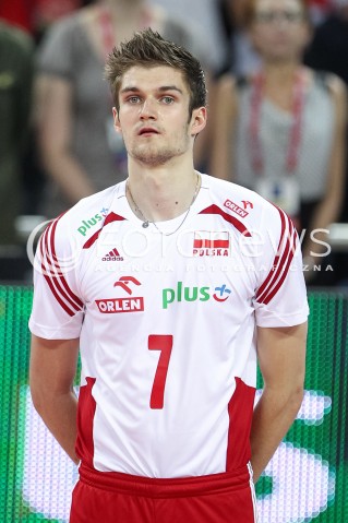 18.05.2014 WROCLAW <br />SIATKOWKA MEZCZYZN <br />TURNIEJ KWALIFIKACYJNY DO MISTRZOSTW EUROPY 2015<br />2015 FIVB WORLD CHAMPIONSHIP - EUROPEAN QUALIFICATION MEN <br />MECZ POLSKA - SLOWENIA ( POLAND - SLOVENIA ) <br />N/Z KAROL KLOS SYLWETKA GLOWKA PORTRET<br /> 
