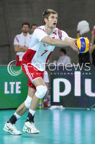  18.05.2014 WROCLAW <br />SIATKOWKA MEZCZYZN <br />TURNIEJ KWALIFIKACYJNY DO MISTRZOSTW EUROPY 2015<br />2015 FIVB WORLD CHAMPIONSHIP - EUROPEAN QUALIFICATION MEN <br />MECZ POLSKA - SLOWENIA ( POLAND - SLOVENIA ) <br />N/Z KAROL KLOS SYLWETKA <br /> 