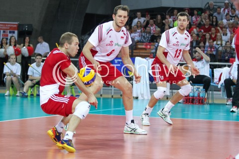  18.05.2014 WROCLAW <br />SIATKOWKA MEZCZYZN <br />TURNIEJ KWALIFIKACYJNY DO MISTRZOSTW EUROPY 2015<br />2015 FIVB WORLD CHAMPIONSHIP - EUROPEAN QUALIFICATION MEN <br />MECZ POLSKA - SLOWENIA ( POLAND - SLOVENIA ) <br />N/Z PAWEL ZATORSKI BARTOSZ KUREK MICHAL KUBIAK <br /> 